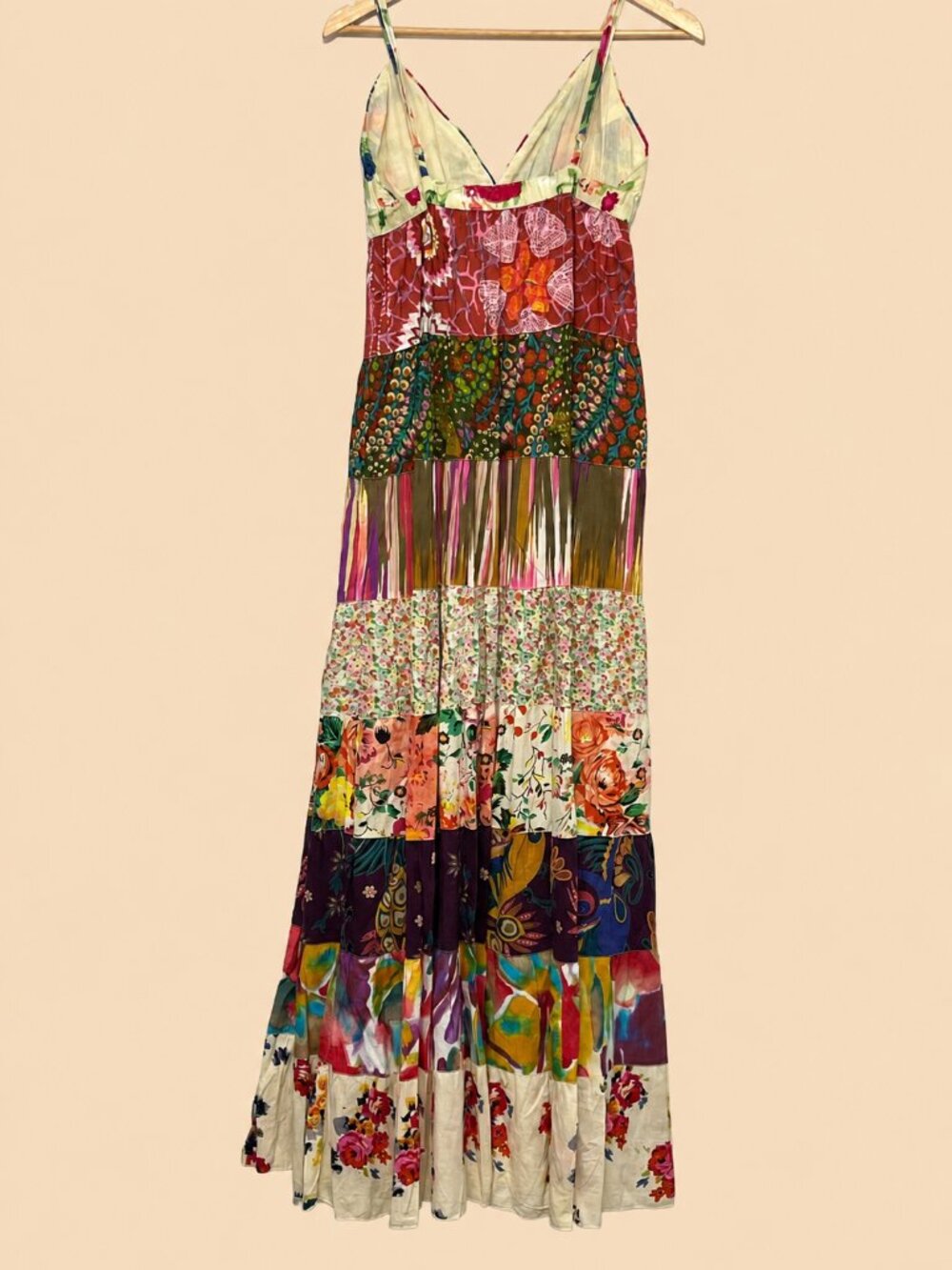 Dallin Chase Brand New 100% Cotton Colorful Bohemian Patchwork Maxi Dress